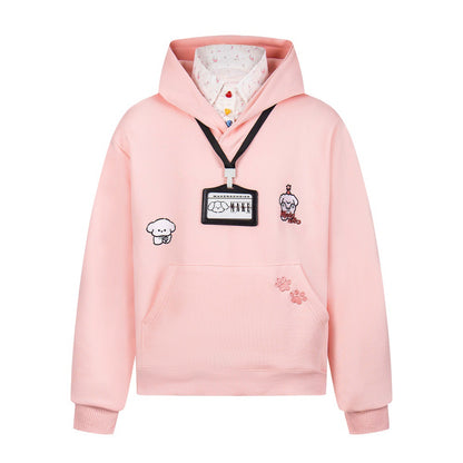 Turn-Down Collar Animal-Print Hoodie
