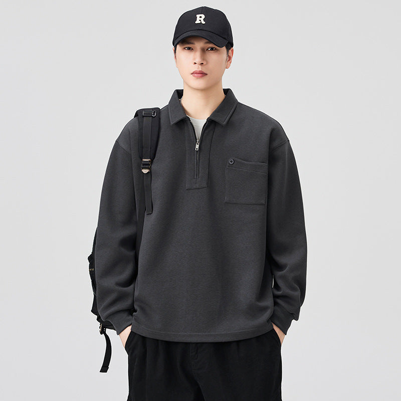 Half-Zip Long-Sleeve Polo Shirt