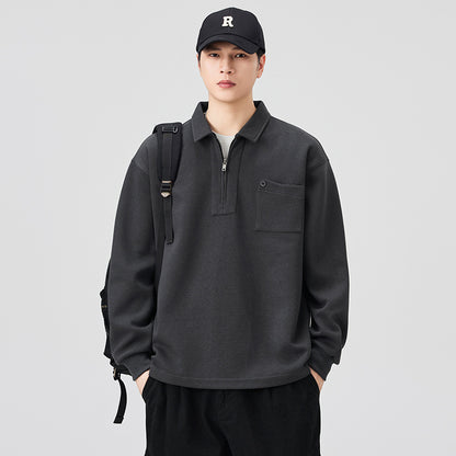 Half-Zip Long-Sleeve Polo Shirt