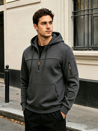 Sudadera multibolsillos con capucha y cremallera