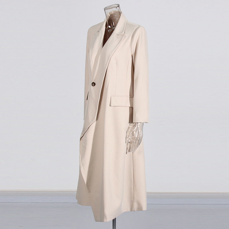 Asymmetric One-Button Long Windbreaker