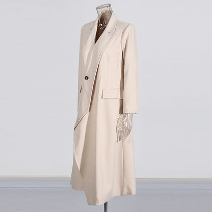 Asymmetric One-Button Long Windbreaker