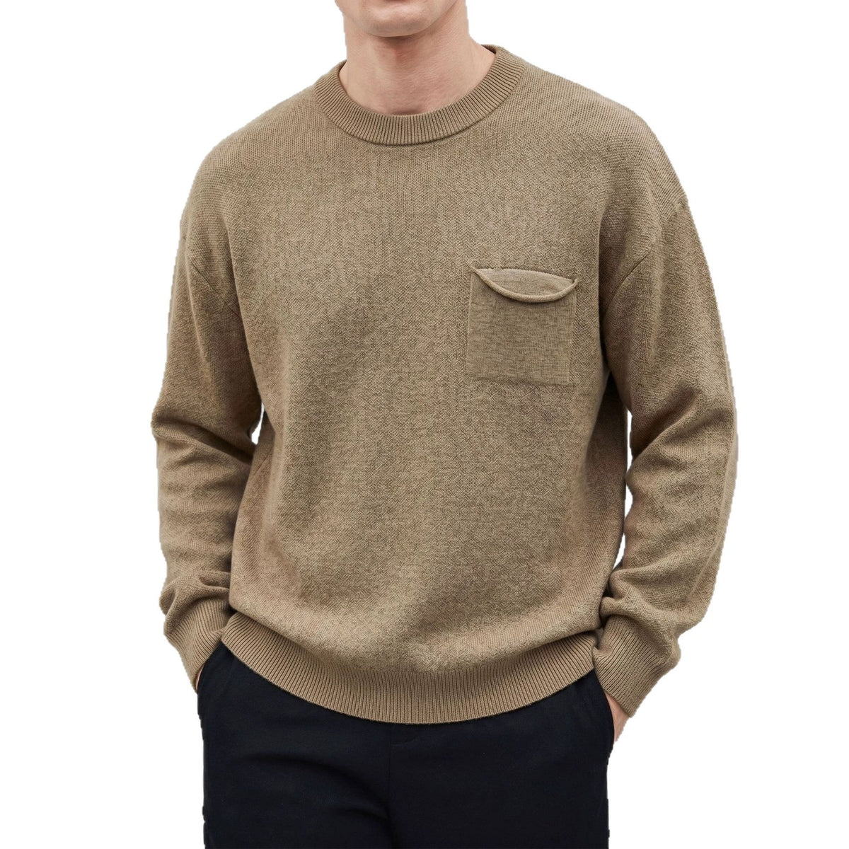 Basic-Herrenpullover mit Rundhalsausschnitt