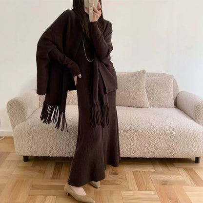 Sleeveless High-Neck Knit Dress