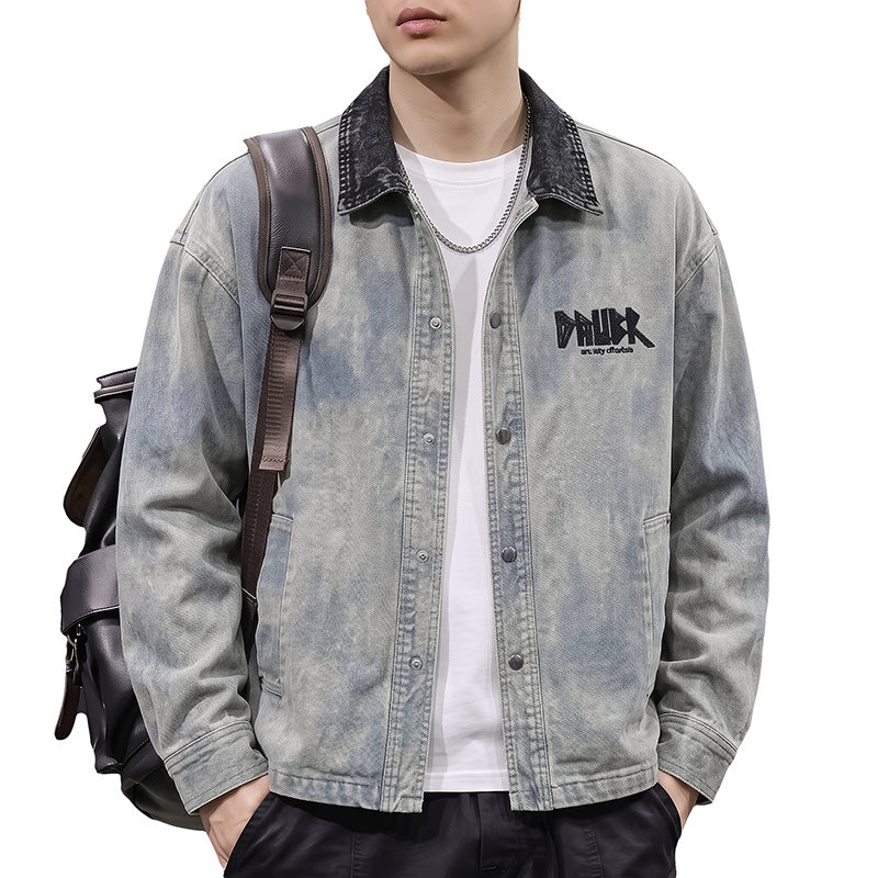 Embroidered Distressed Denim Jacket