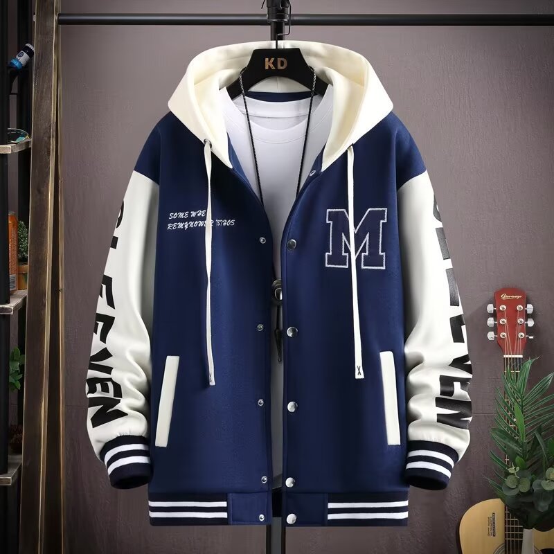 Colour-Block Hooded Sweatshirt Jacket