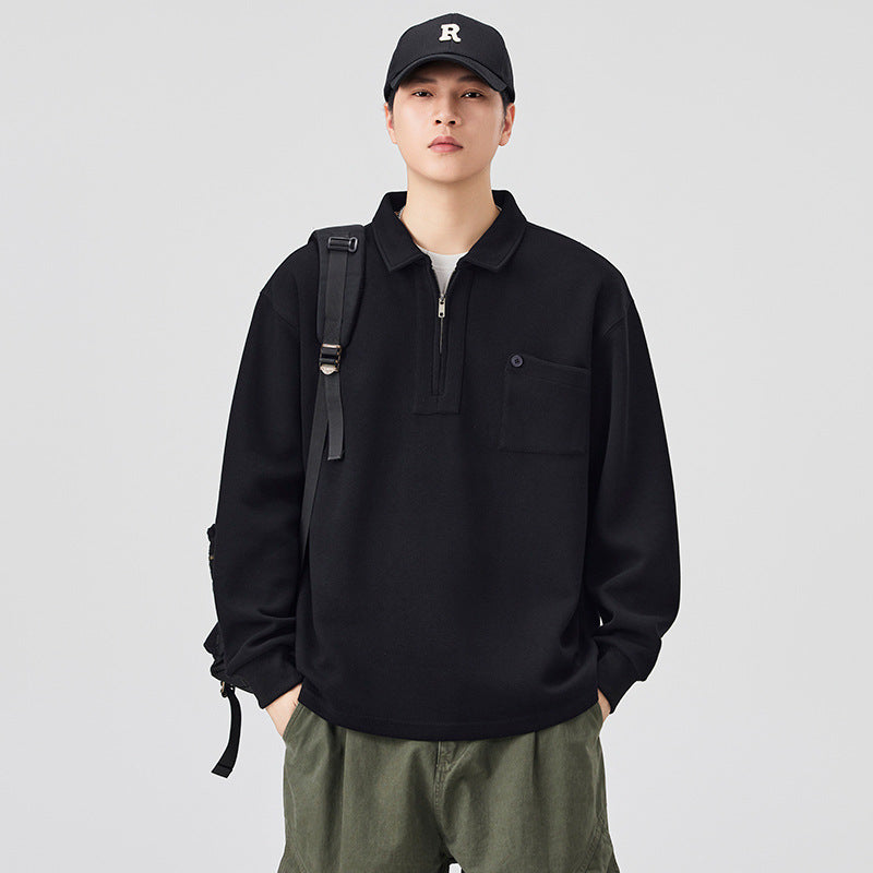 Half-Zip Long-Sleeve Polo Shirt