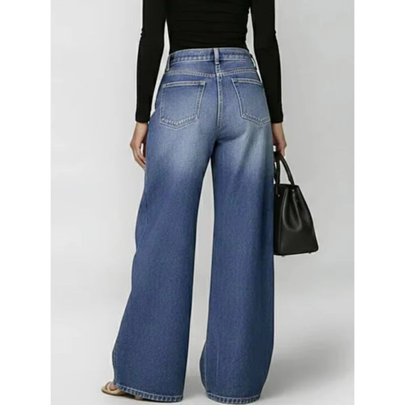 High-Waisted Eyelet Wide-Leg Jeans
