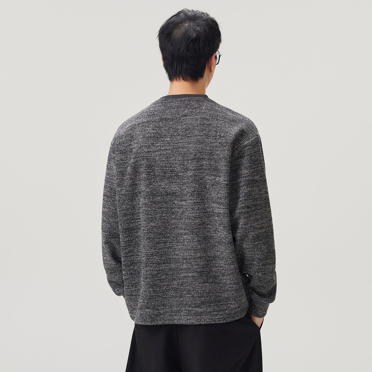 Faux-Layer Henley Sweatshirt