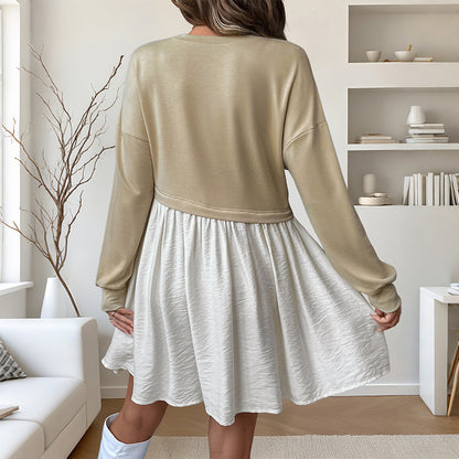 Colour-Block Long-Sleeve Mini Dress