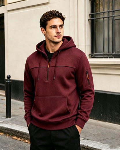 Sudadera multibolsillos con capucha y cremallera