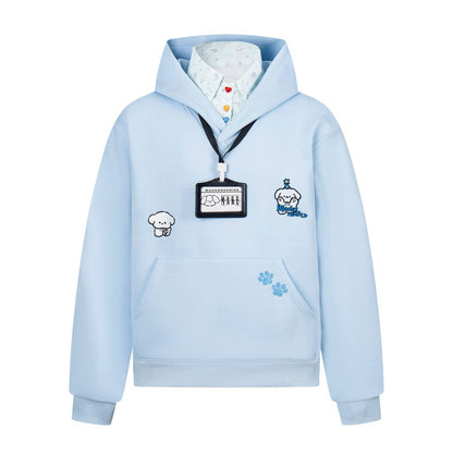 Turn-Down Collar Animal-Print Hoodie