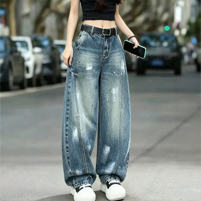 Graffiti-Print Wide-Leg Jeans