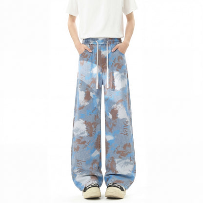 Printed Straight-Leg Lyocell Trousers