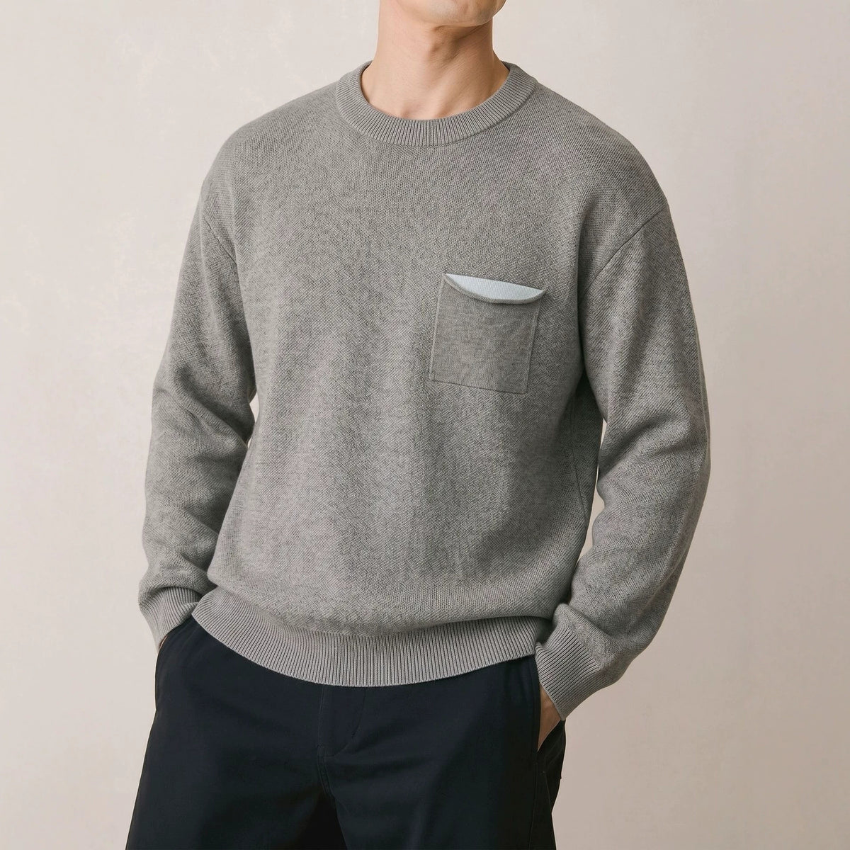 Basic-Herrenpullover mit Rundhalsausschnitt