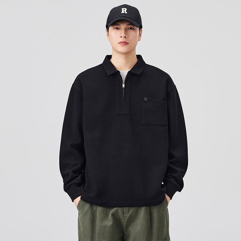 Half-Zip Long-Sleeve Polo Shirt