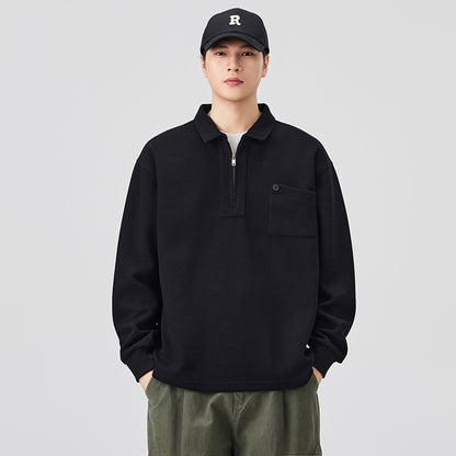 Half-Zip Long-Sleeve Polo Shirt