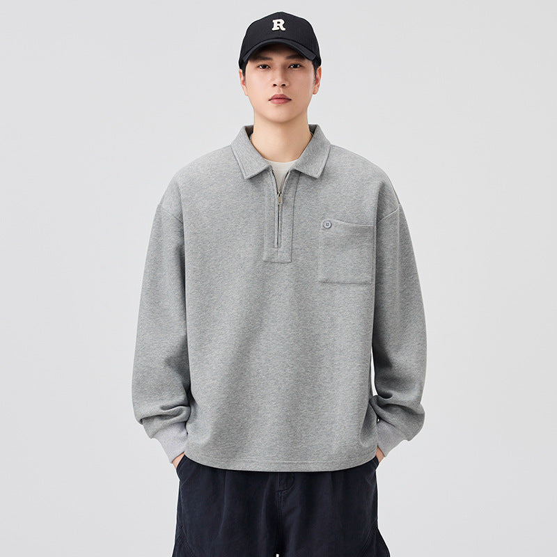 Half-Zip Long-Sleeve Polo Shirt