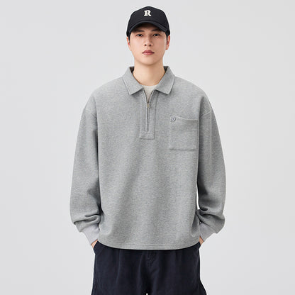 Half-Zip Long-Sleeve Polo Shirt
