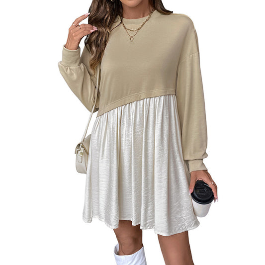 Colour-Block Long-Sleeve Mini Dress