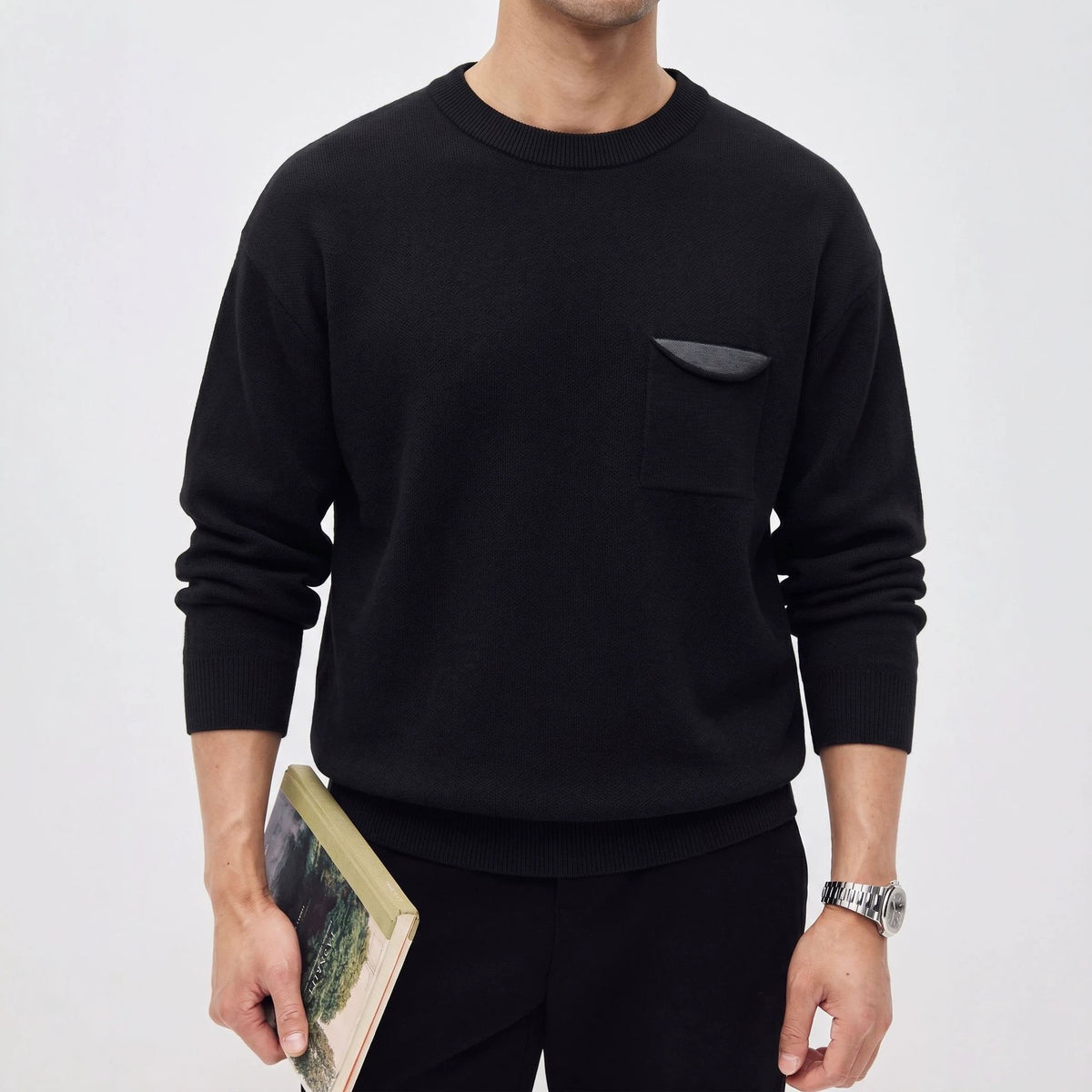 Basic-Herrenpullover mit Rundhalsausschnitt