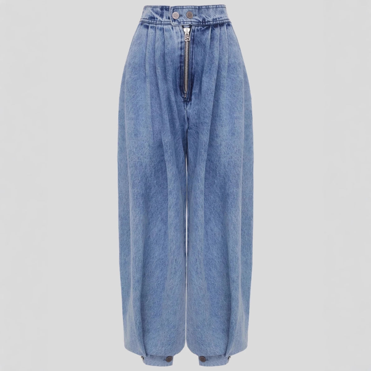 Jean taille haute avec liens aux jambes