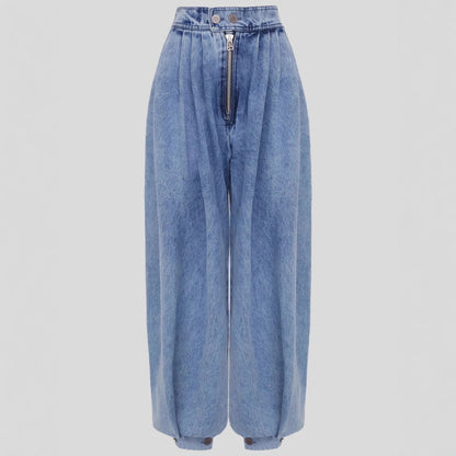 Jean taille haute avec liens aux jambes