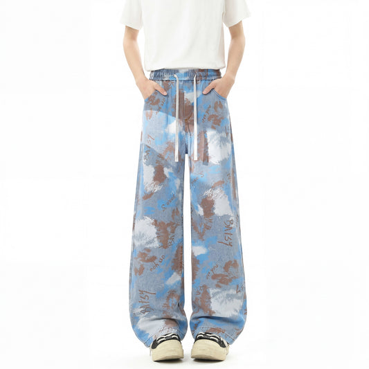 Printed Straight-Leg Lyocell Trousers