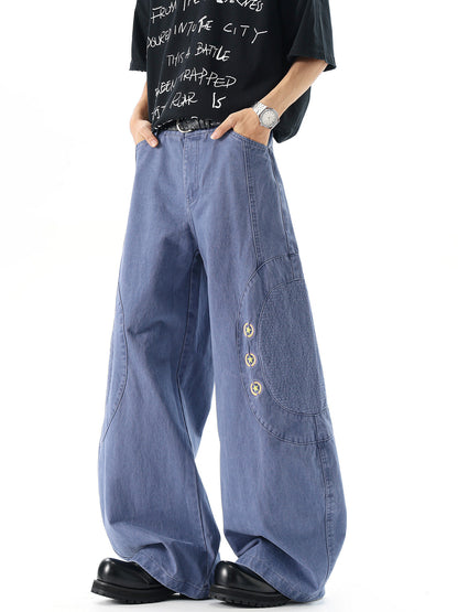 Weite Herrenjeans mit Sternen-Patchwork