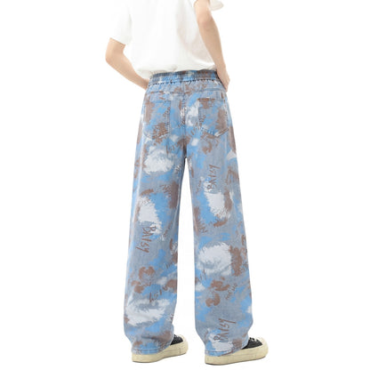 Printed Straight-Leg Lyocell Trousers