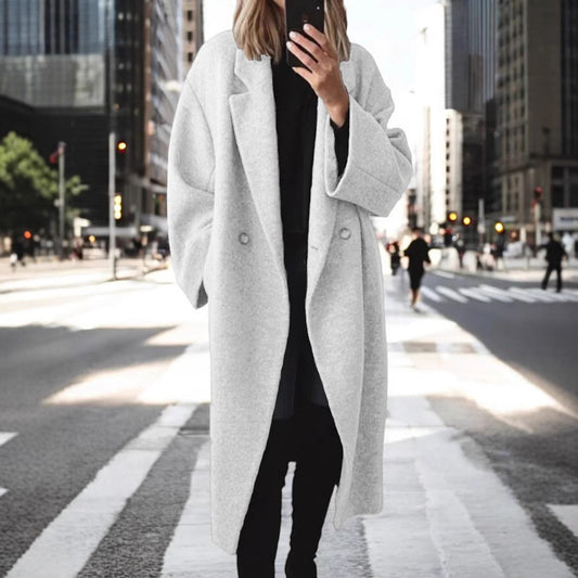 Extra-Long Wool-Blend Swing Coat