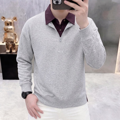 Layered-Look Collared Sweatshirt