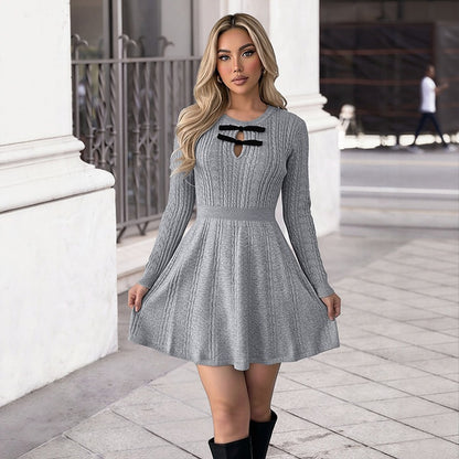 High-Neck Knit Mini Dress