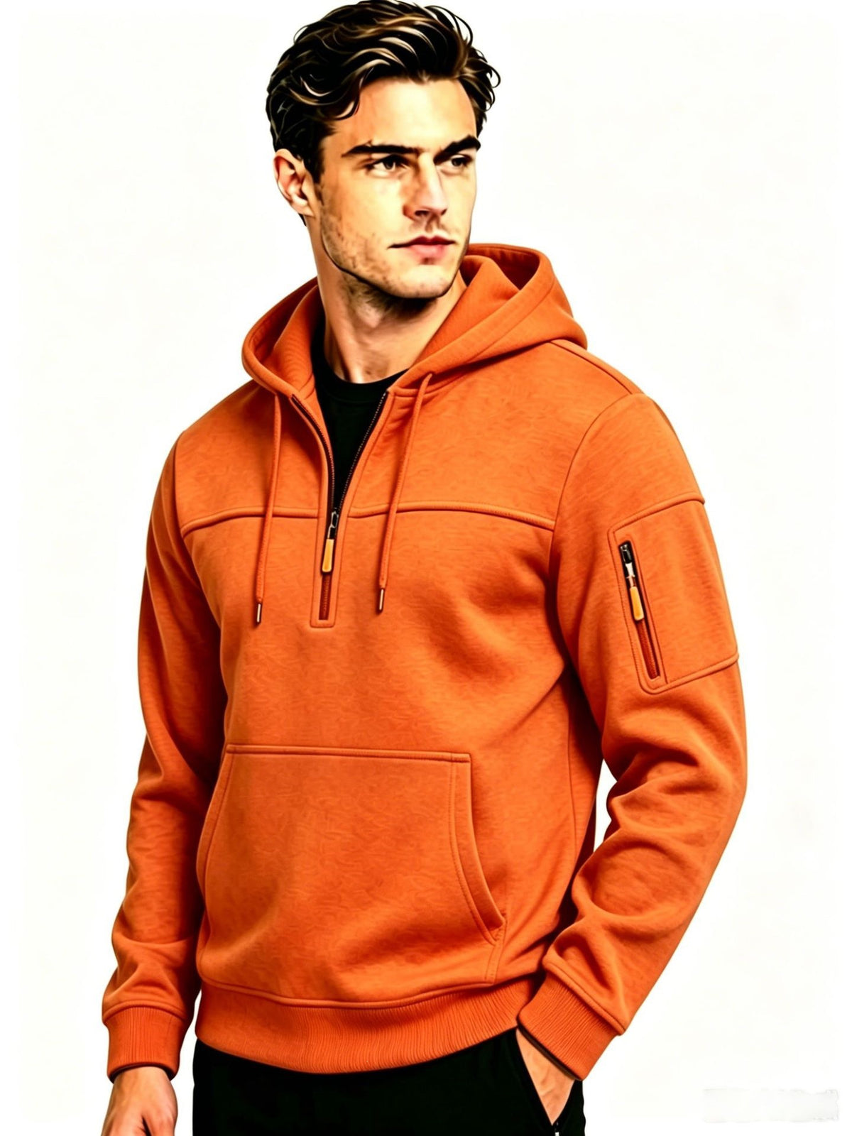 Sudadera multibolsillos con capucha y cremallera