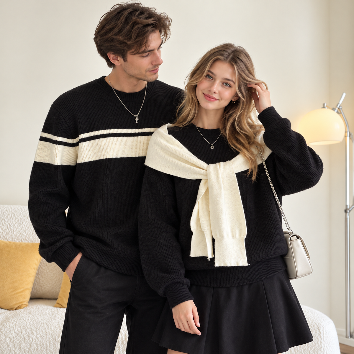 Couples Irregular-Cut Knit Sweater