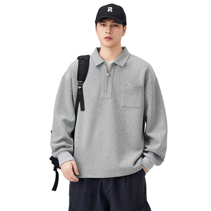 Half-Zip Long-Sleeve Polo Shirt