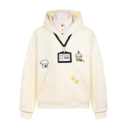 Turn-Down Collar Animal-Print Hoodie