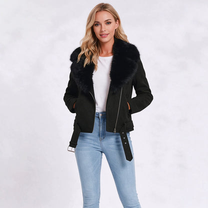 Giacca biker in similpelle con cappuccio rimovibile