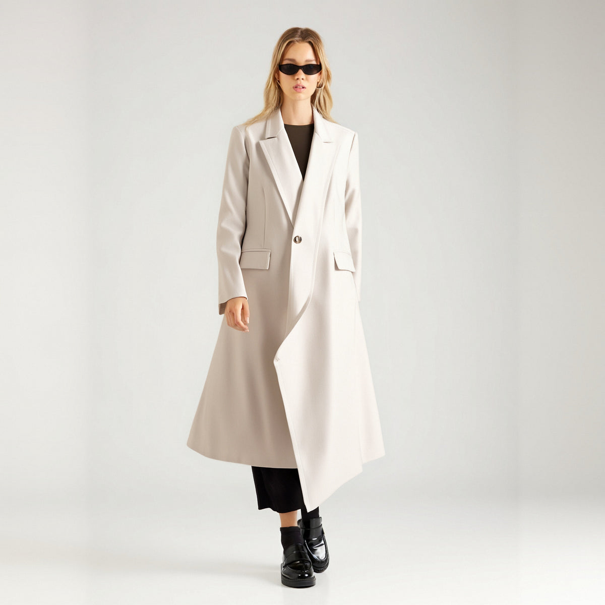 Asymmetric One-Button Long Windbreaker