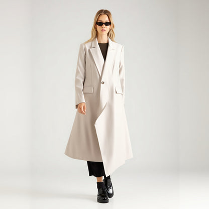 Asymmetric One-Button Long Windbreaker