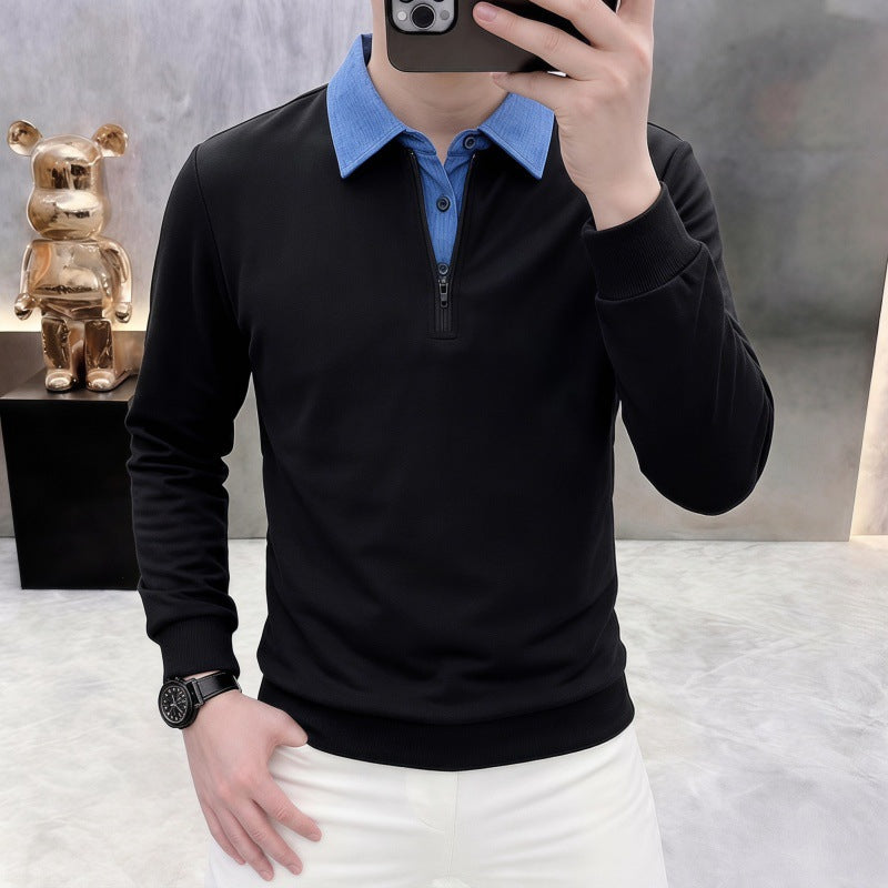 Layered-Look Collared Sweatshirt