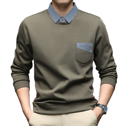 Faux-Layer Collared Sweatshirt
