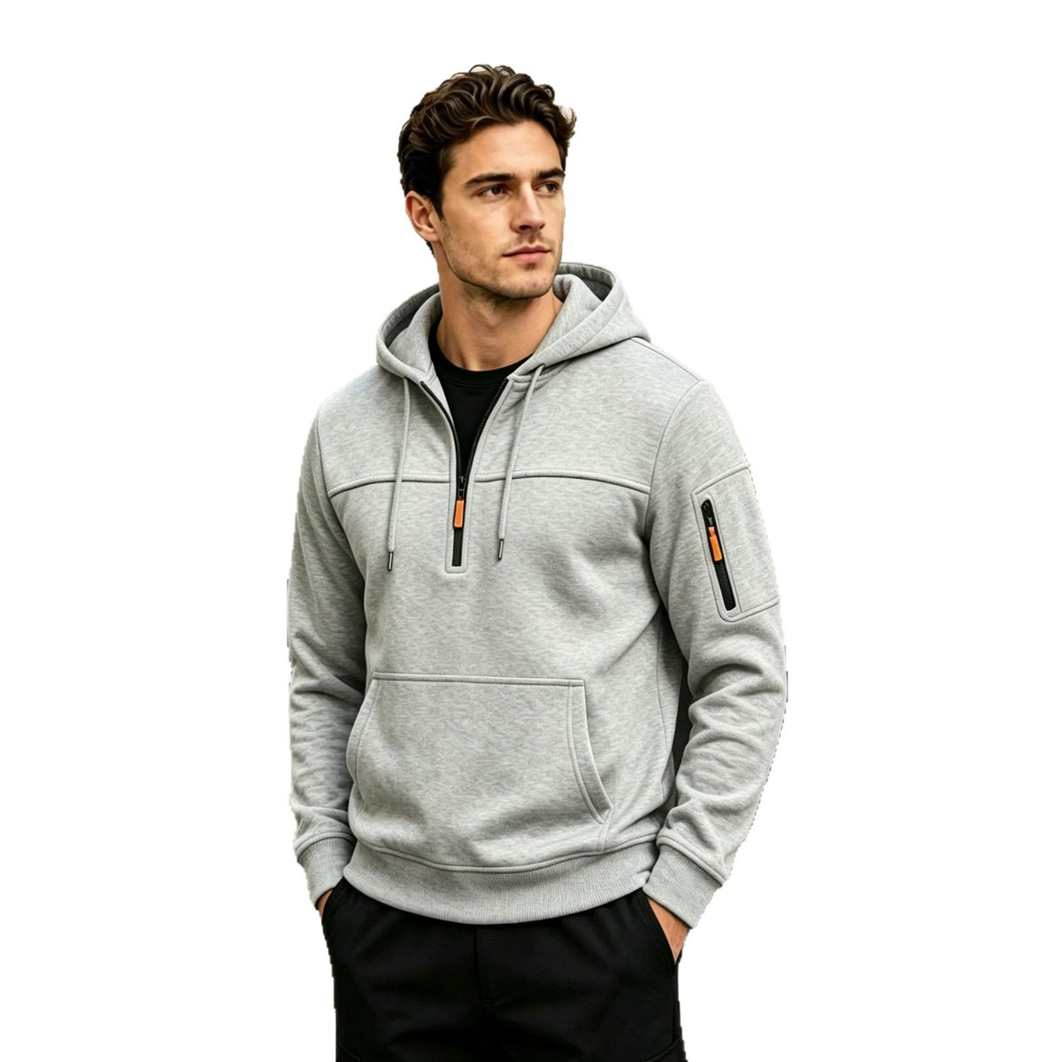 Sudadera multibolsillos con capucha y cremallera
