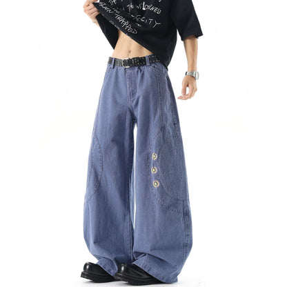 Weite Herrenjeans mit Sternen-Patchwork