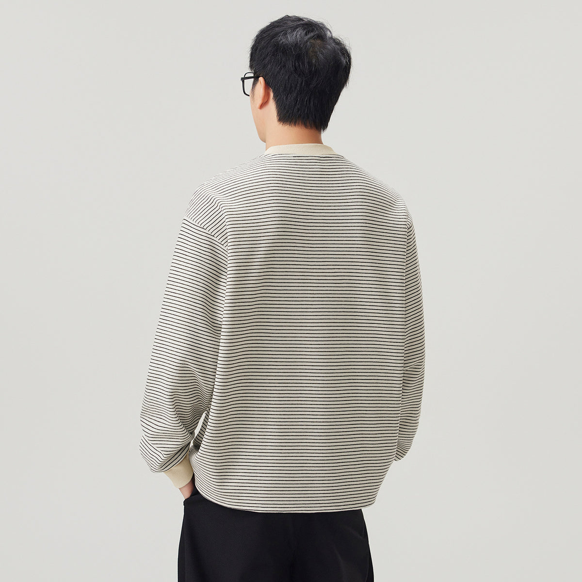 Gestreiftes Henley-Sweatshirt für Herren