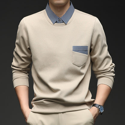 Faux-Layer Collared Sweatshirt