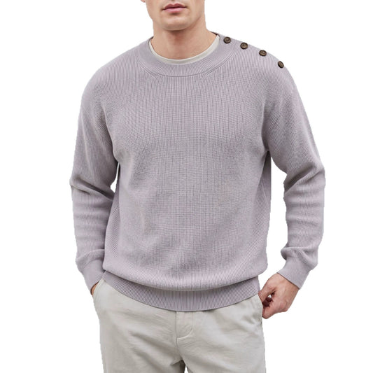 Solid Round-Neck Pullover Sweater