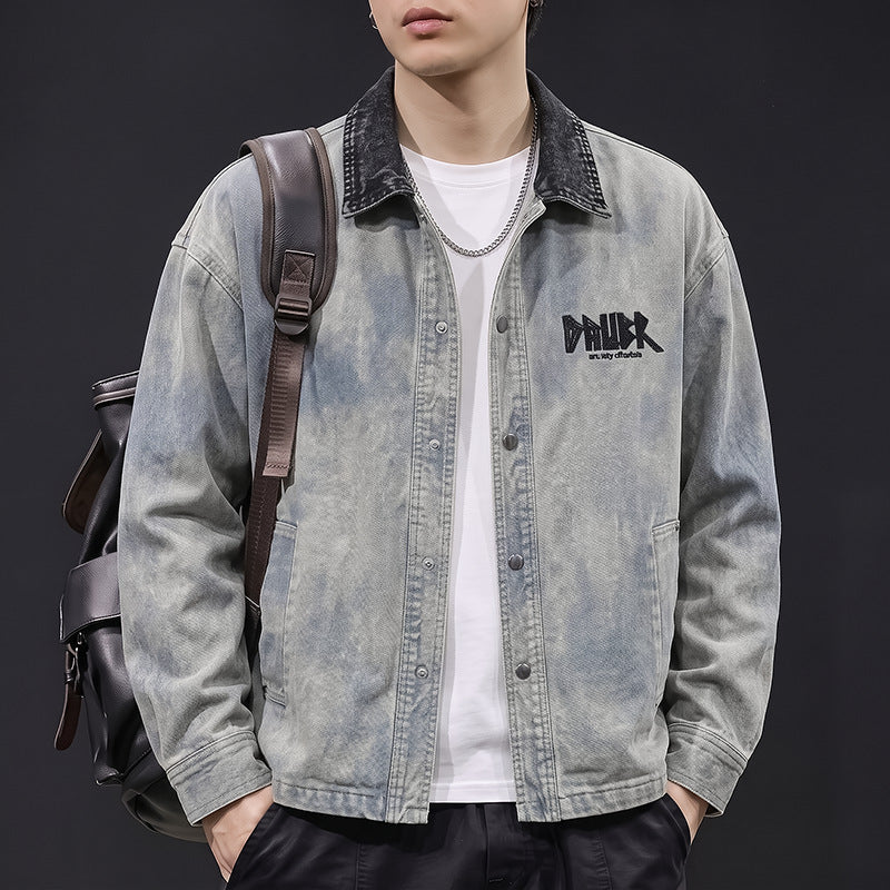 Embroidered Distressed Denim Jacket