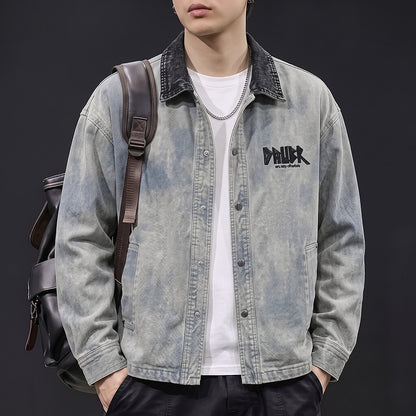 Embroidered Distressed Denim Jacket