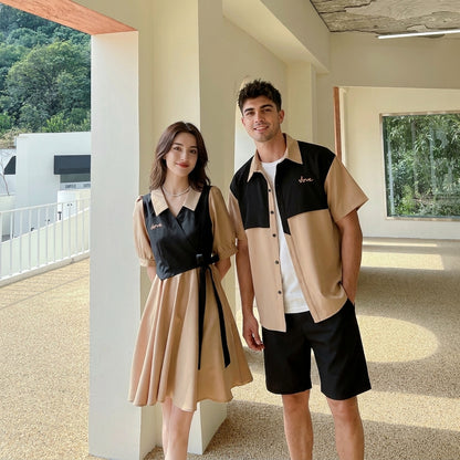 Forest-Print Couples Shirt & Dress Set